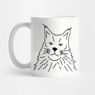 Minimal Maine Coon Cat Line Art Mug